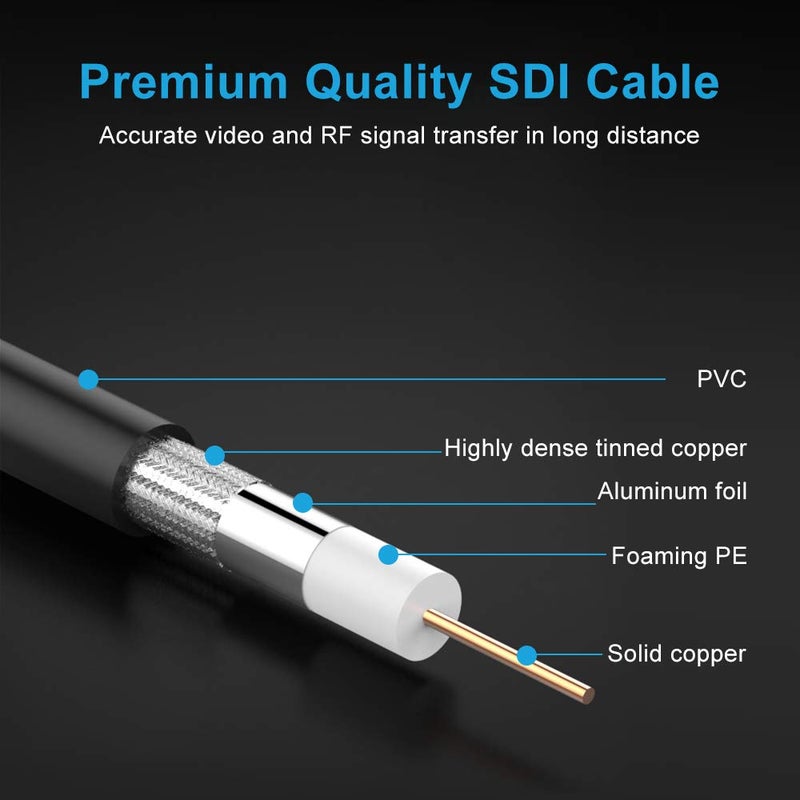 XRDS -RF SDI Cables 50FT, HD-SDI Cable 75 Ohm BNC Male to BNC Male Video Coaxial Cable for Video Surveillance Camera CCTV System - Image 2